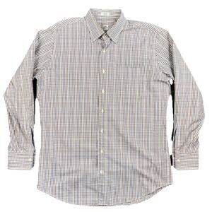 Peter Millar Shirt Mens L Blue Brown Plaid Long Sleeve Casual Cotton Button Up